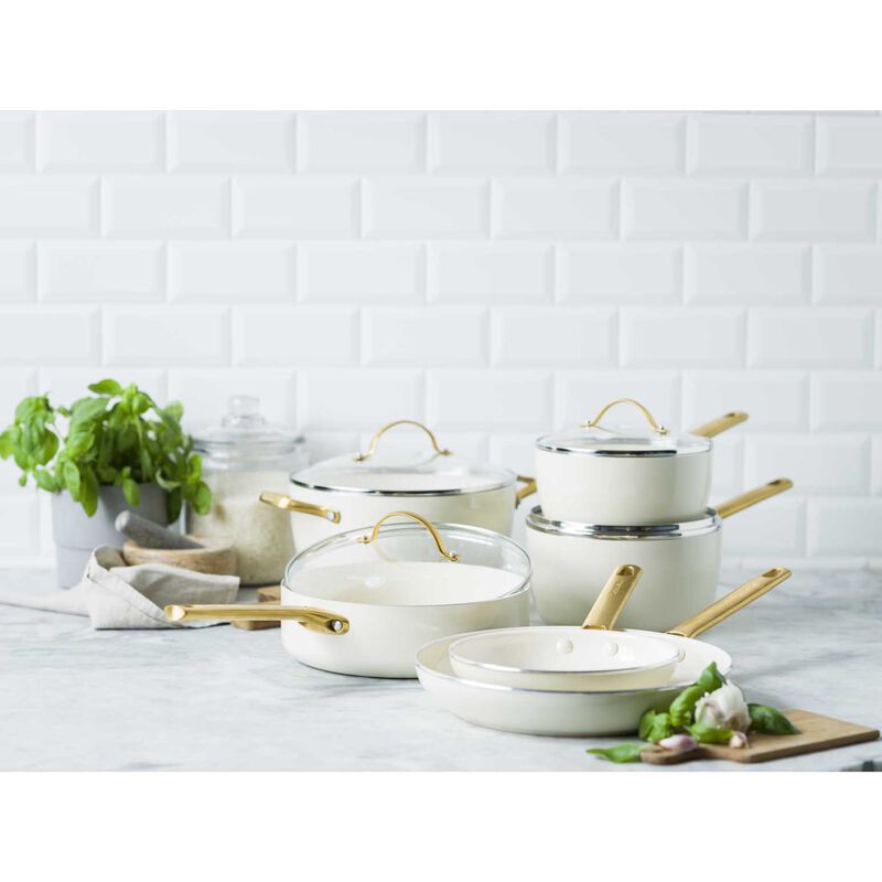 Greenpan Padova 6 (10) Piece PFAS Free Cookset - Cream White image number 1